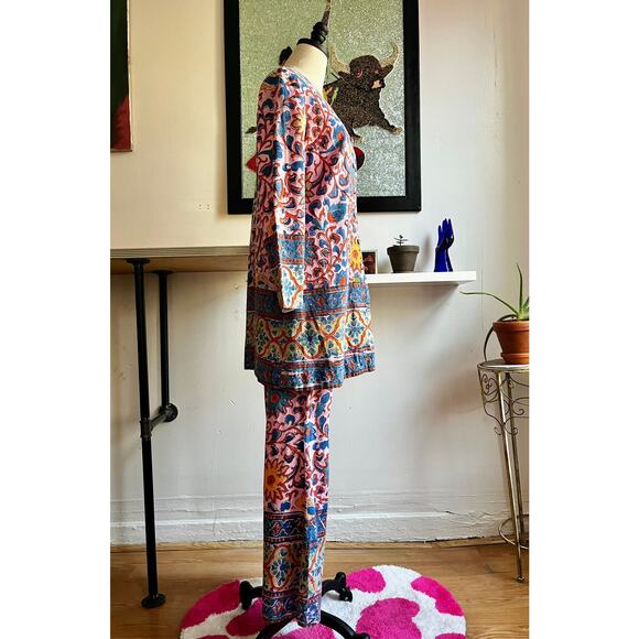 Vintage 70s Psychedelic Floral Set | Tunic + Flared Pants | Indian Cotton | XS/S - Picture 7 of 10